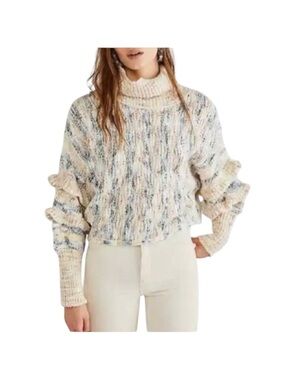 FREE PEOPLE BURST YOUR BUBBLE SLOUCHY FIT CHUNKY KNIT POPOVER SWEATER S/P